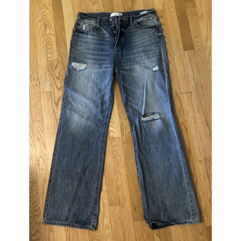 KanCan Women's Estilo Distressed Wide Leg Jeans Button Fly, Size 11/29